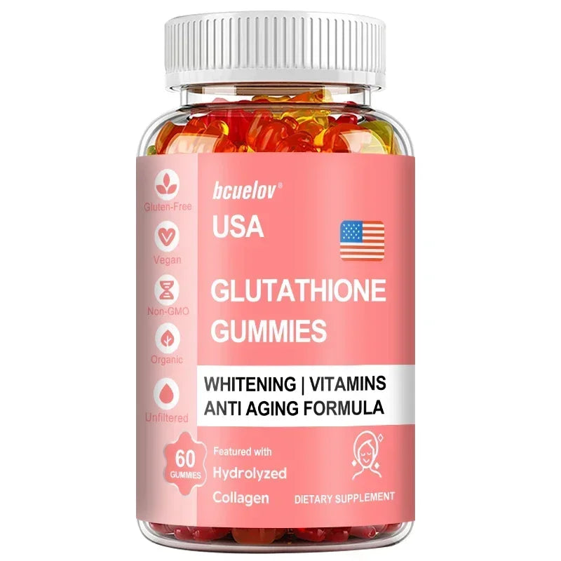 Glutathione Collagen Gummies for Skin Care Health Nails Hair Growth Collagen Protein Supplement, Skin Brightening