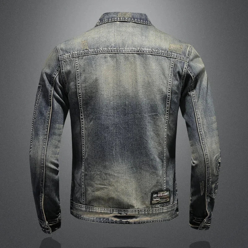 2024 winter denim jacket male Fashion Trench Coat Trend Jacket Men's Casual jackets men classic style denim Coat men full M-4XL 
