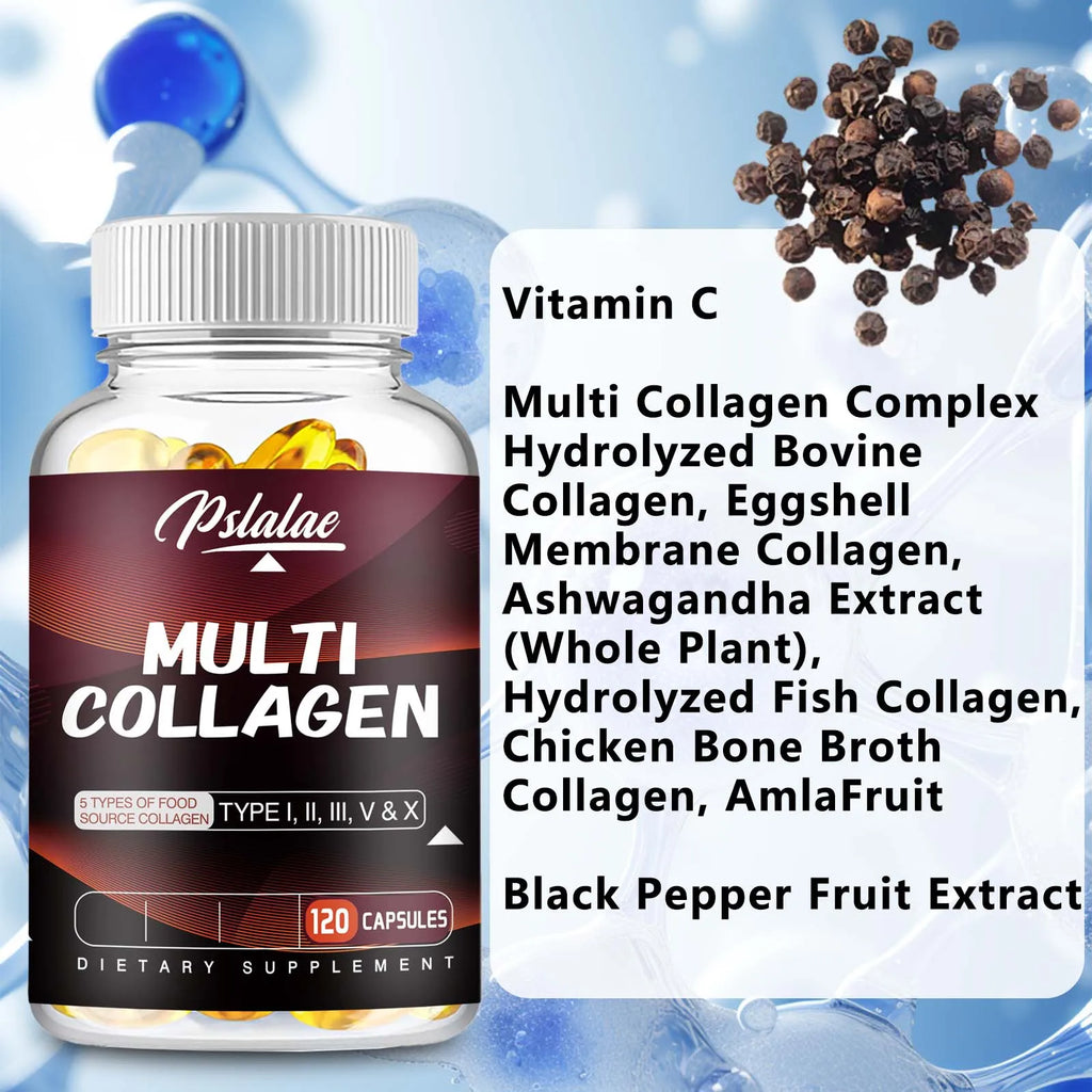 Multi Collagen Supplement - Bone Support, Joint, Skin And Nail Health - 120 Capsules