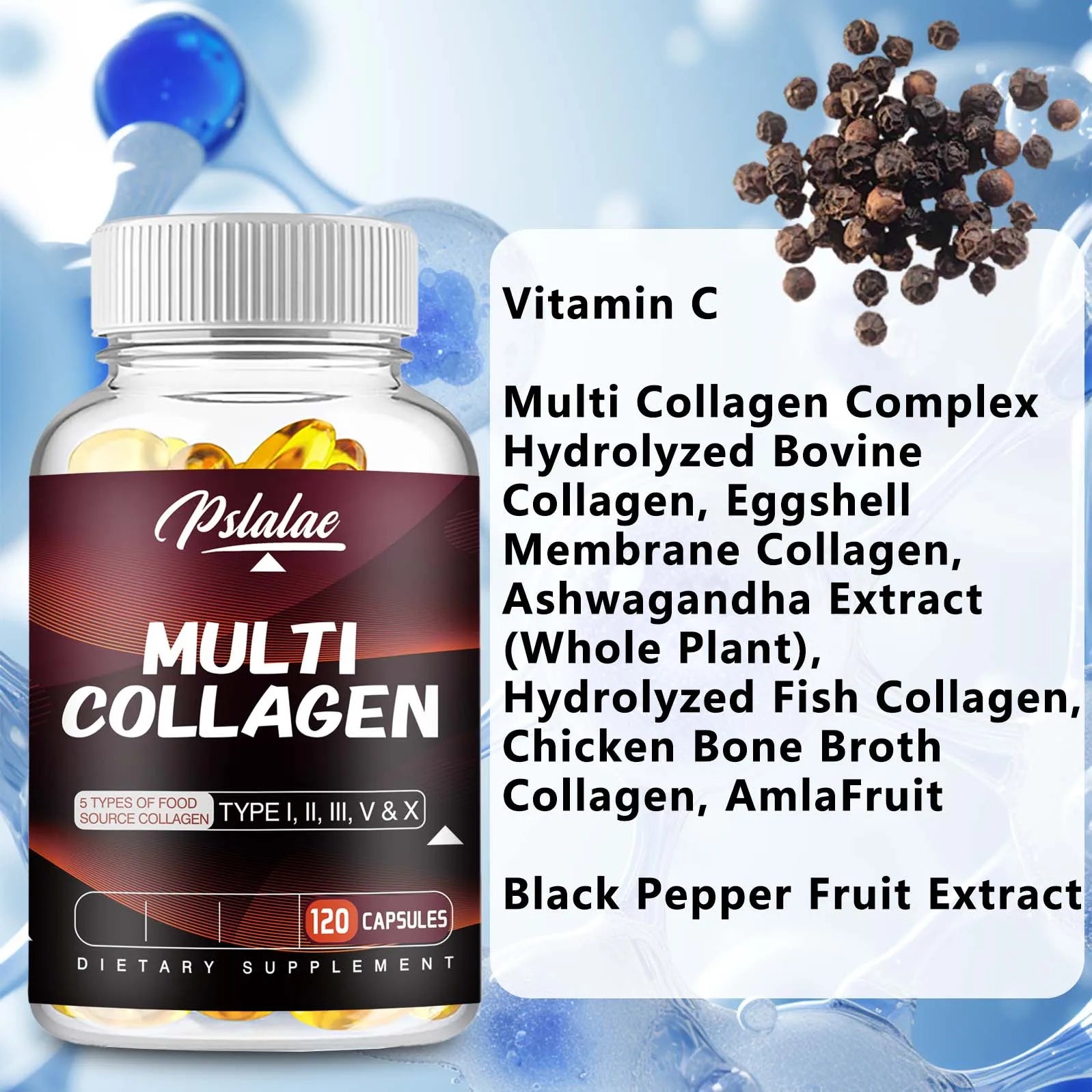 Multi Collagen Supplement - Bone Support, Joint, Skin And Nail Health - 120 Capsules
