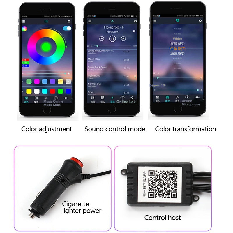 Car Fiber Optic Ambient Light Modified Car Interior Cool Light APP Rhythm Light luz para carro