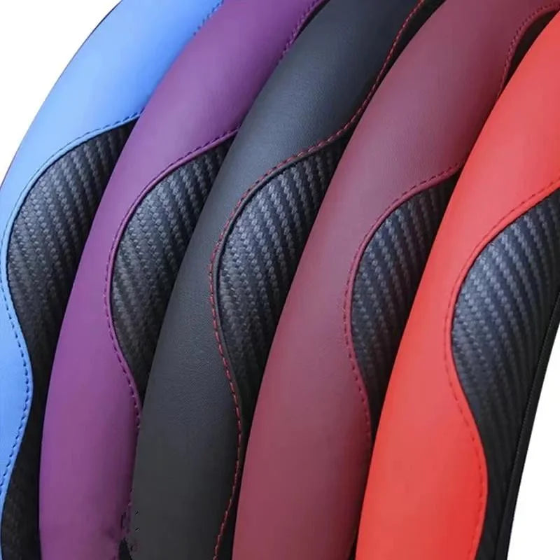 1 Piece of Car Steering Wheel Cover Accessory, Breathable and Anti Slip PU Leather Steering Wheel Cover, Suitable for 37-38cm Se 