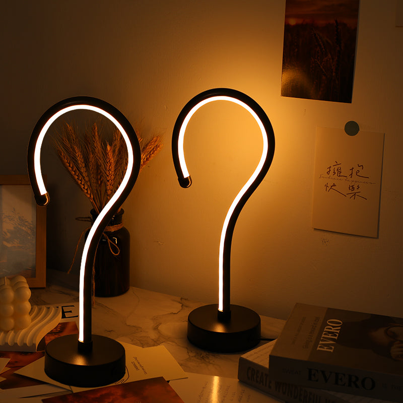 2PC Creative Question Mark Shape Table Lamp, USB Three-color Dimming Desktop Decoration Table Lamp lámparas  Para mesa de noche