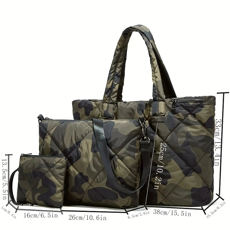 3-Piece Set Large-Capacity Multi-Pocket Lightweight Fashionable New-Style Women's Shoulder, Handheld & Crossbody Bag