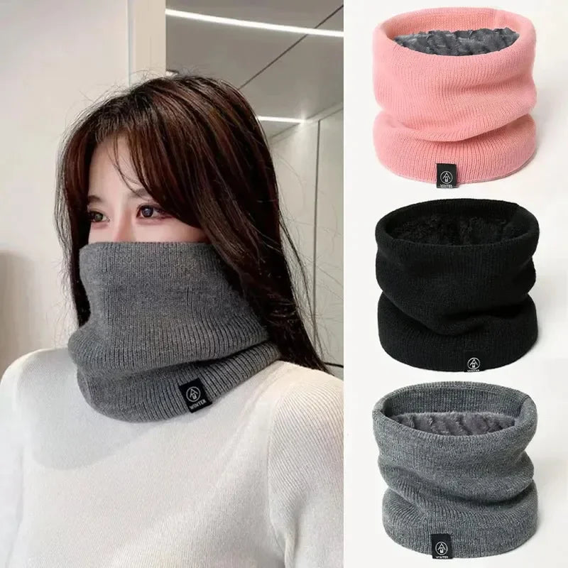 Fashion Women Knitted Scarf Solid Cashmer Like Winter Snood Scarves Lady Warm Thick Unisex Men Neck Scarfs Ring 