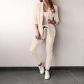 Office Lady Blazer And Lace-Up Pants Two Piece Set 2024 New Casual Fashion Solid Color Women's Set Conjuntos De Mujer Streetwear