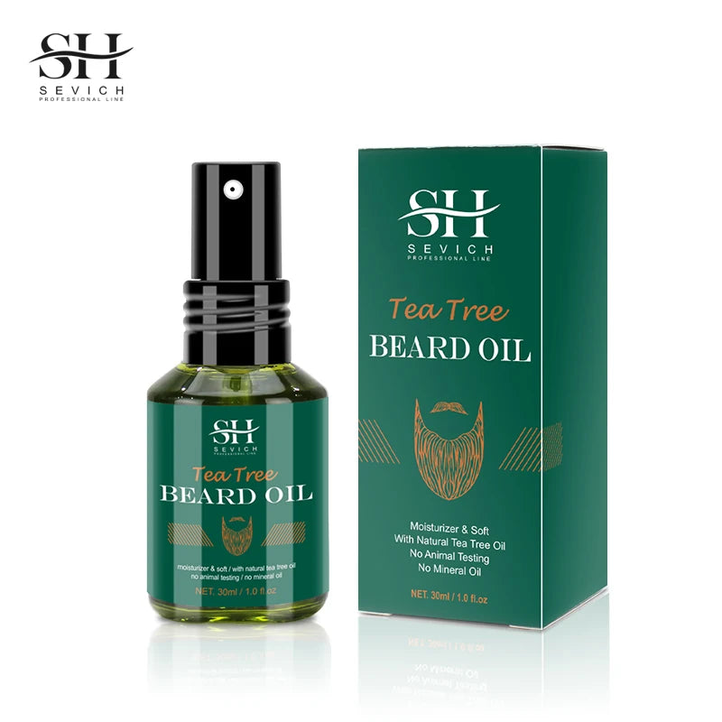 Beard Growth Kit For Men Tea Tree Hair Enhancer Thicker Beard Care Oil Nourishing Moisturizing Beard Conditioner Anti Hair Loss 