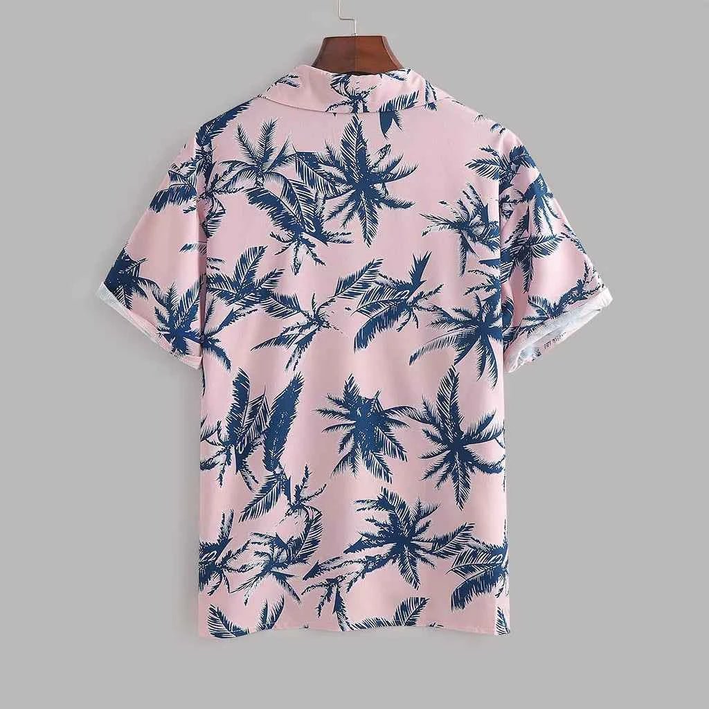 Men's Full Size Tropical Print Hawaiian Style Top and Shorts Set Plus Size