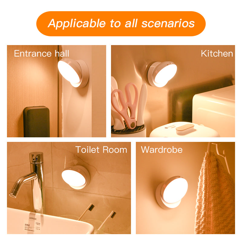 Rotating Human Body Sensor Light Corridor Garage Light Wardrobe Light Motion Sensor Night Light luz giratoria para pasillos,clóset,armario.