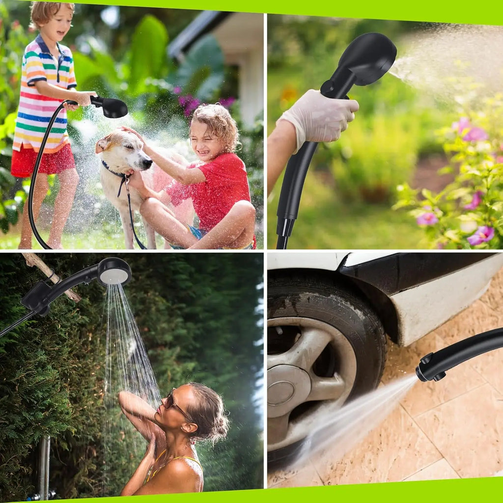 Rechargeable Portable Camping Shower with LED Display, 4 Spray Modes, IPX7 Waterproof for Outdoor Travel & Pet Washing