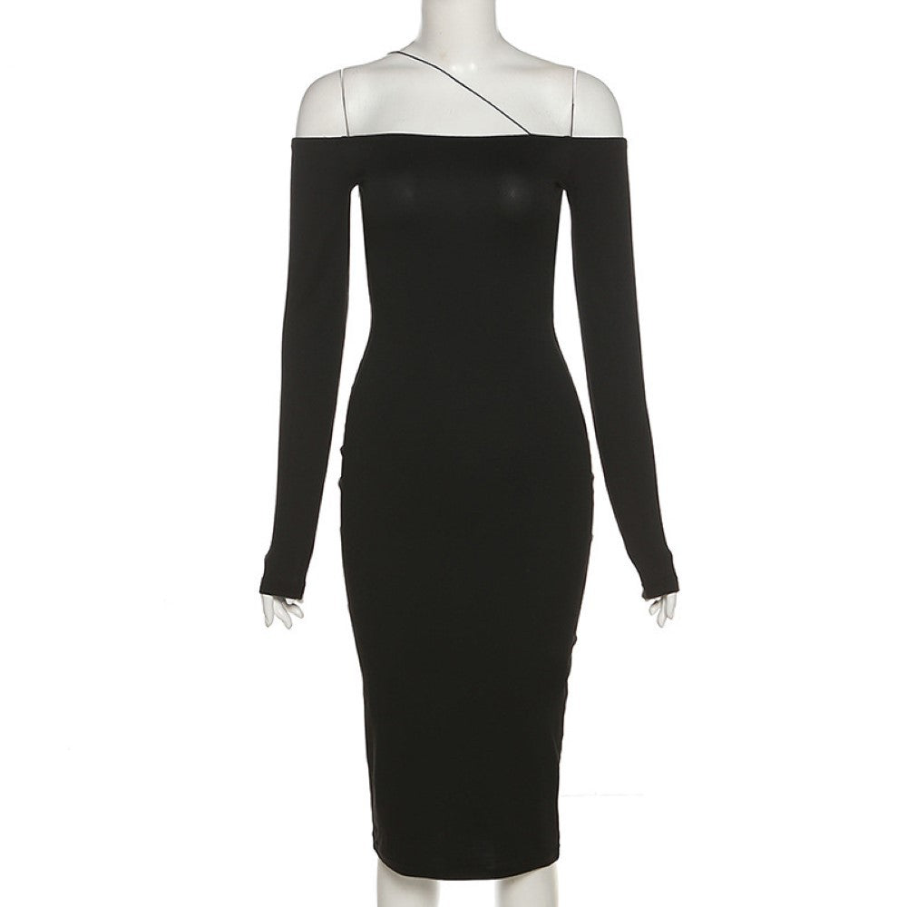 One-shoulder Strap High-waist Slim-fit Hip Dress