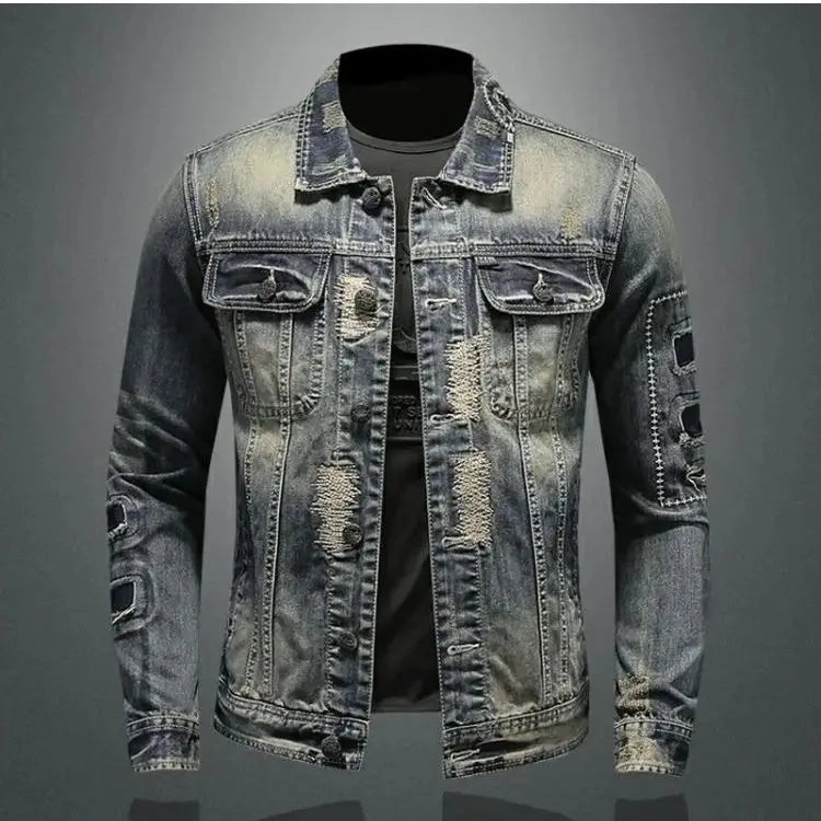 2024 winter denim jacket male Fashion Trench Coat Trend Jacket Men's Casual jackets men classic style denim Coat men full M-4XL 