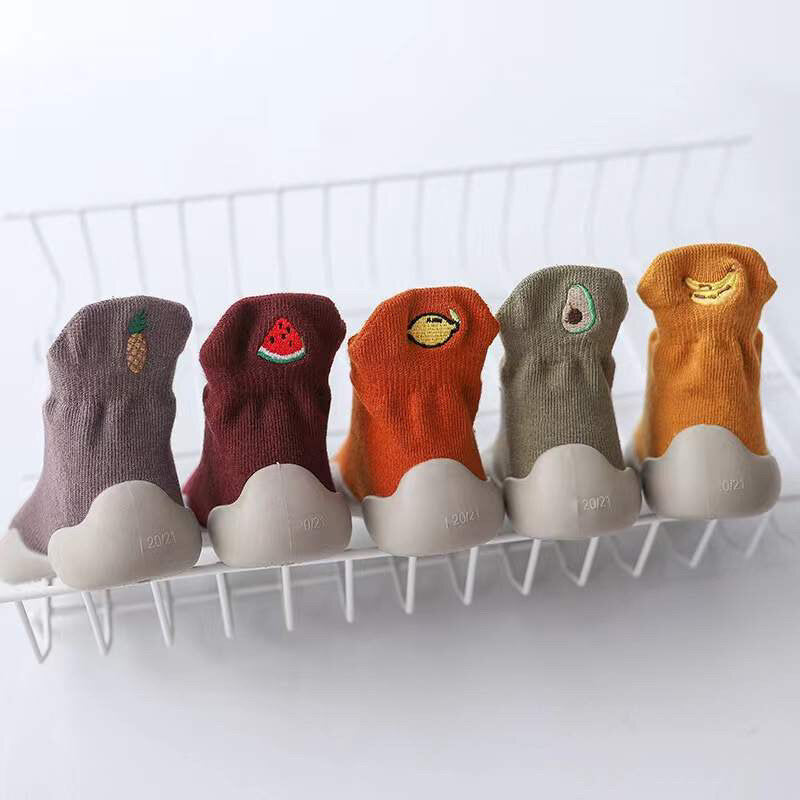 Organic Cotton Sock Shoes – Flexible, Non-Slip Baby Socks - Fruity