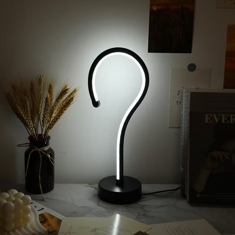 2PC Creative Question Mark Shape Table Lamp, USB Three-color Dimming Desktop Decoration Table Lamp lámparas  Para mesa de noche