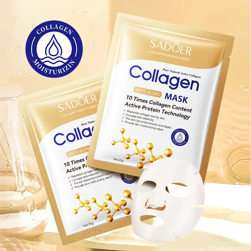 10pcs SADOER Collagen Face Mask Firming Moisturizing Whitenting skincare Face Sheet Mask Facial Masks Skin Care