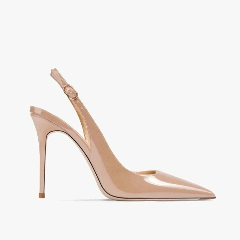 Sexy Ultra-high Heels Pointed Sandals Elegant Summer Patent Leather Suspender High Heels Trendy Dress Banquet Women's Shoes 