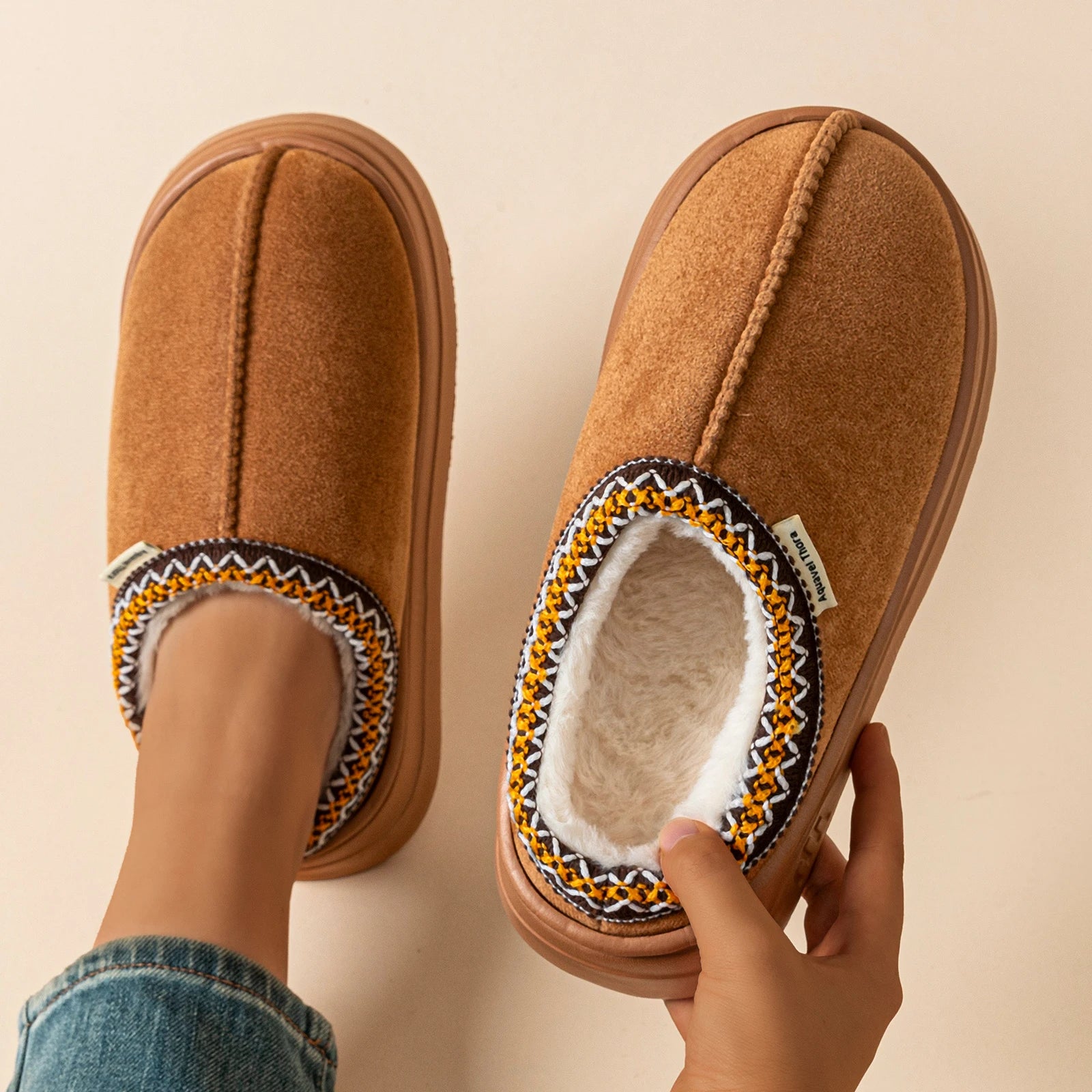 Winter Anti-slip Women's Soft Slipper Boots Fashion Couples Outdoor Casual Indoor Fuzzy Warm Comfort Men Plush Houseshoes Girls