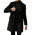 2026 Winter Fashion Men's Mid-Length Wool Overcoat Male Long Sleeve Lapel Solid Color Trench Coat Winter Outerwear