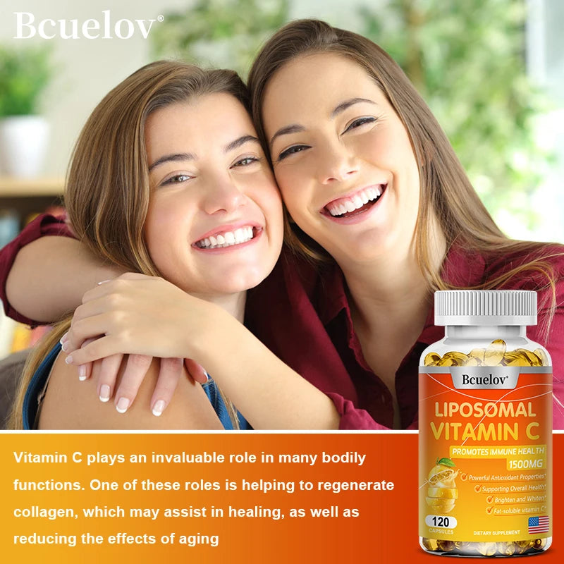 Liposomal Vitamin C - Promotes Collagen Production, Supports Skin, Immune Health, Powerful Antioxidant, Energy Supplement 