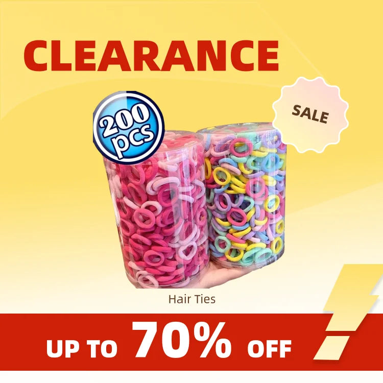 Clearance_200PCS Women Girls Colorful Nylon Elastic Hair Bands Ponytail Hold Small Hair Tie Rubber Bands Scrunchie Hair Accessor 