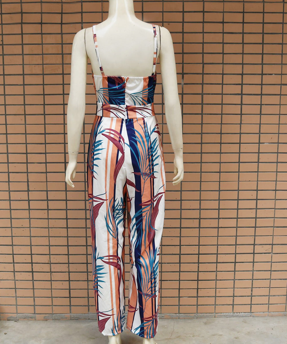 Sling print sexy high waist jumpsuit