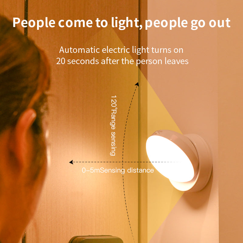 Rotating Human Body Sensor Light Corridor Garage Light Wardrobe Light Motion Sensor Night Light luz giratoria para pasillos,clóset,armario.