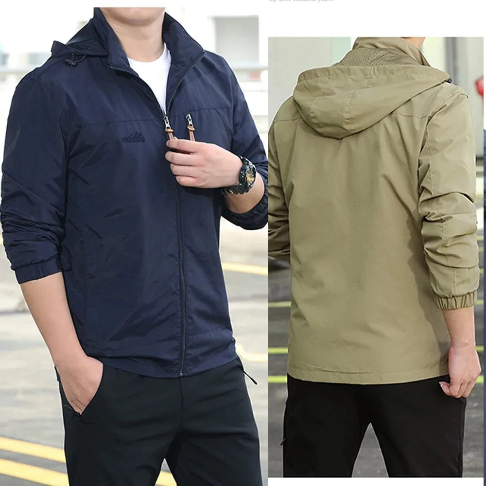 Waterproof Tactical Windbreaker for Men - Hooded Outdoor Field Climbing Jacket European Size S-5XL Thin Military Outwear 