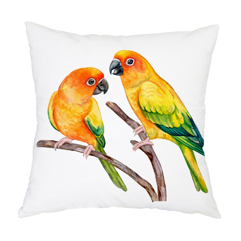 Flannel Print Nordic Bird Pattern Pillowcase