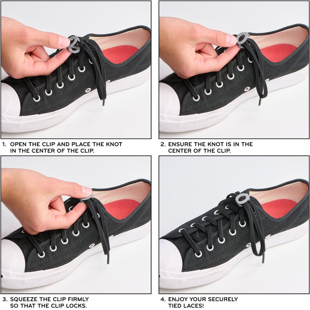 Gray Knot Bow Clip Shoelace Accessory