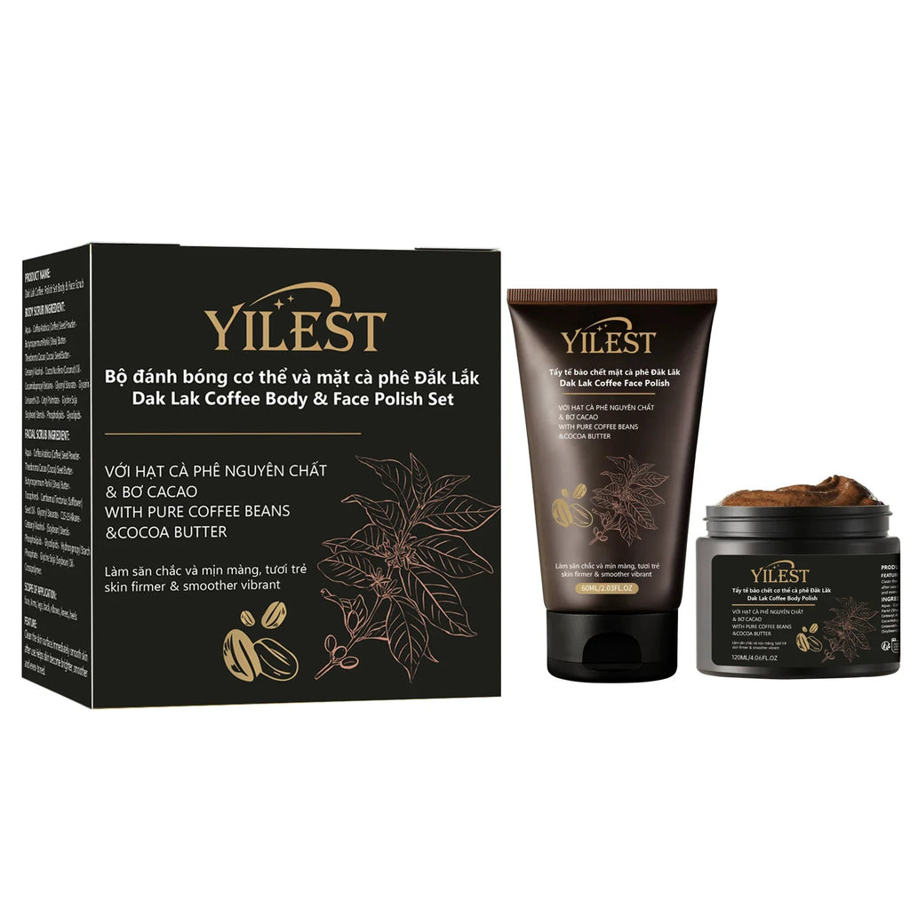 【Coffee Grounds Body Scrub】120ml+60ml Set, Exfoliates & Moisturizes with Vitamin E, Helps Tighten & Improve Skin Texture