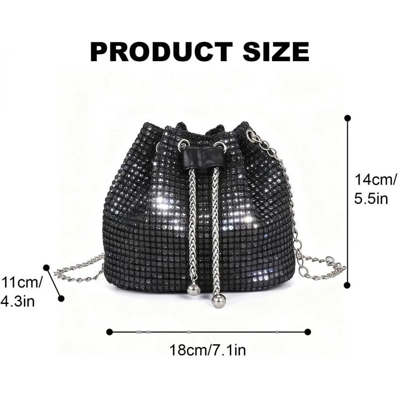 Elegant Evening Bags Womens Fashion Rhinestone Clutch Backpack Sparkly Shoulder Bag for Ladies Party Travel