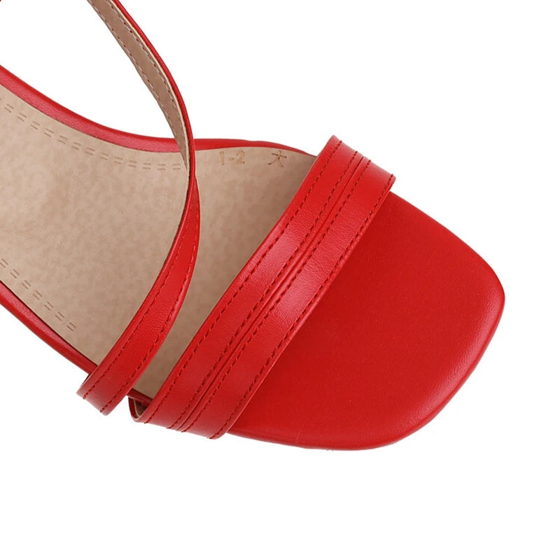 REAVE CAT 2022 Women Shoes Sandals Peep Toe Ankle Strap Block Heels Fashion Big Size 30-52 Black White Daily Summer S3533