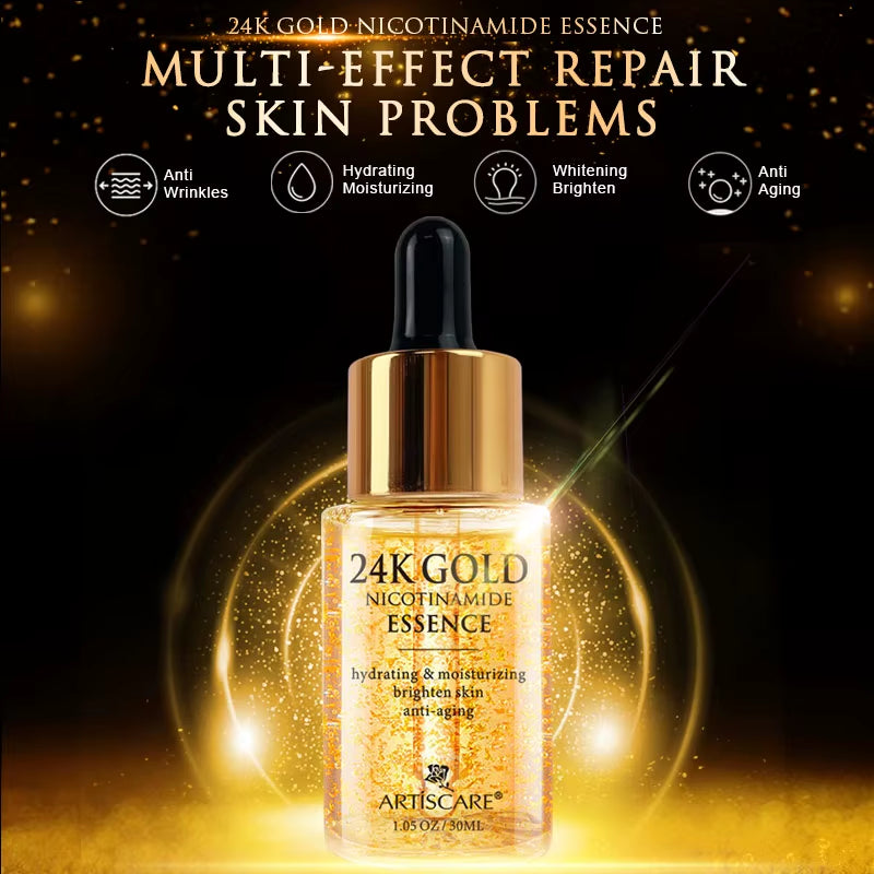 24K Gold Skincare SET Face Cream Moisturizing Serum Dark Circles Essence Korean Skin Care Products 