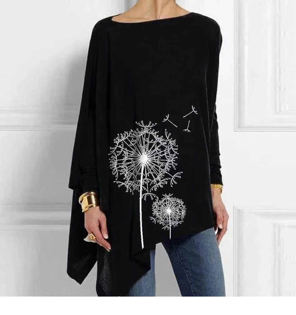 Womens Tops And Blouses Cotton Irregular Ladies Casual O Neck Long Sleeve Blouse Female Tunic 2023 Spring Female Blusas Shirt