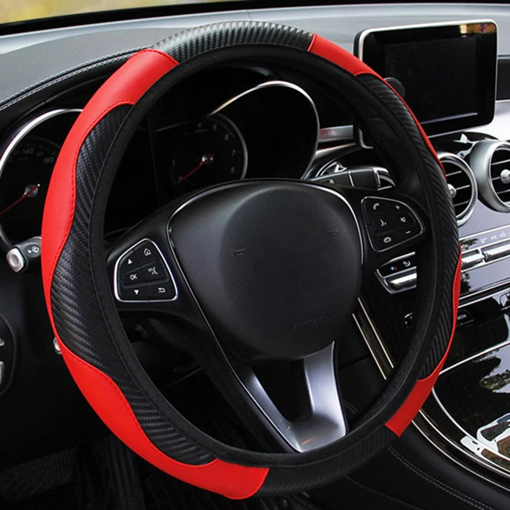 1 Piece of Car Steering Wheel Cover Accessory, Breathable and Anti Slip PU Leather Steering Wheel Cover, Suitable for 37-38cm Se 