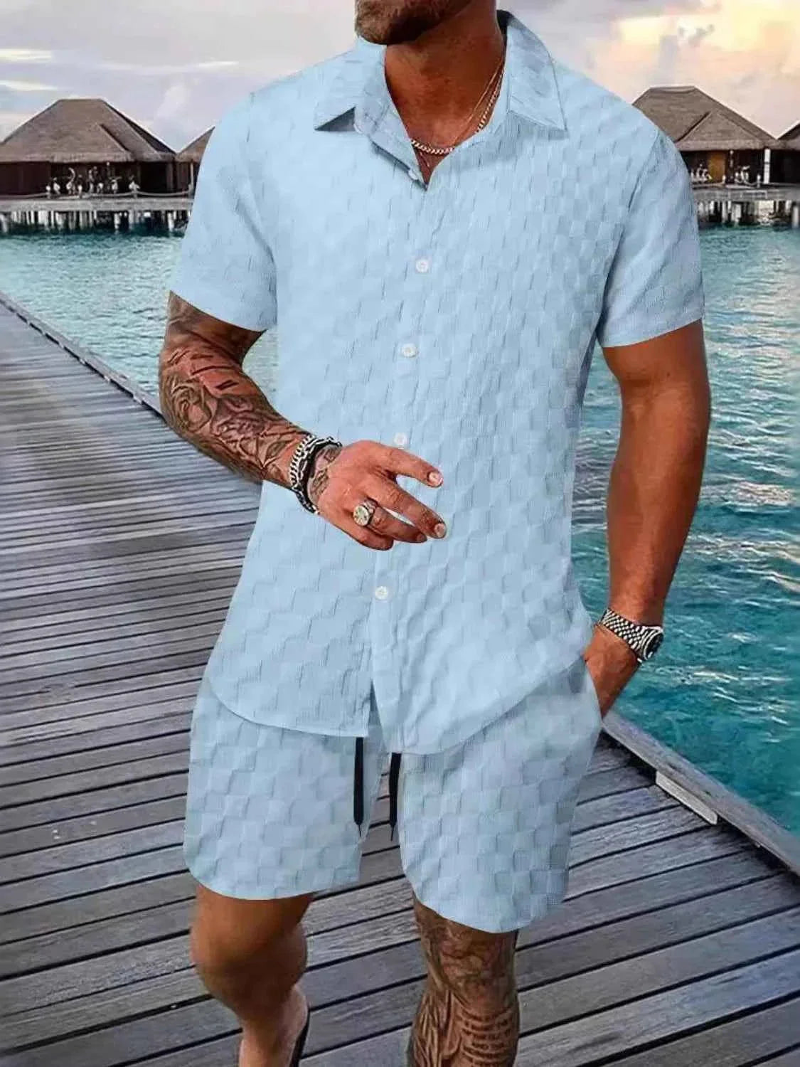 Comfortable Men's Graphic T-Shirt Set with Half Sleeve Tee for Men