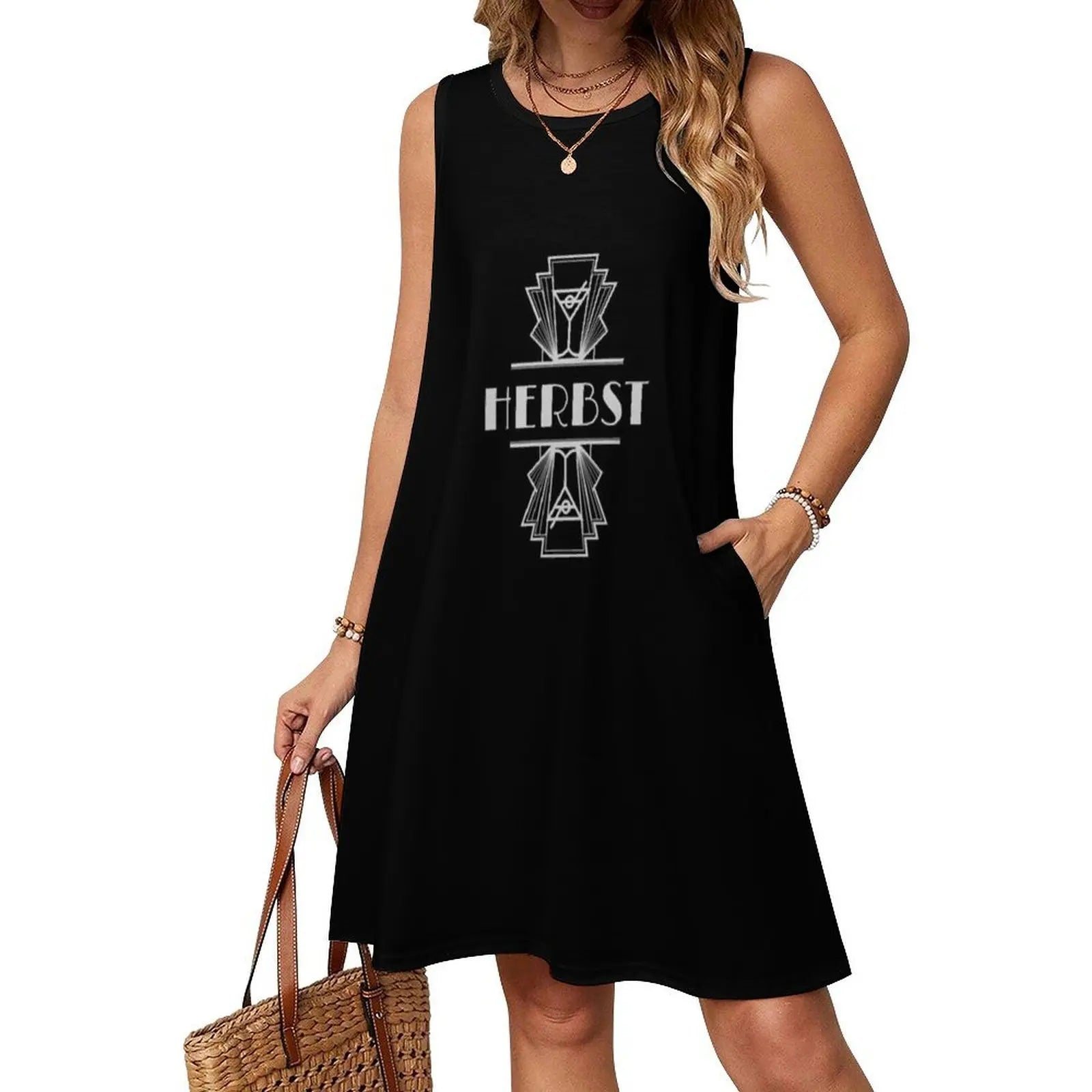 Herbst Surname Art Deco Design Sweetheart Neckline Dress Elegant Summer Party Dress For Women Herbst Art Art Illustration Art
