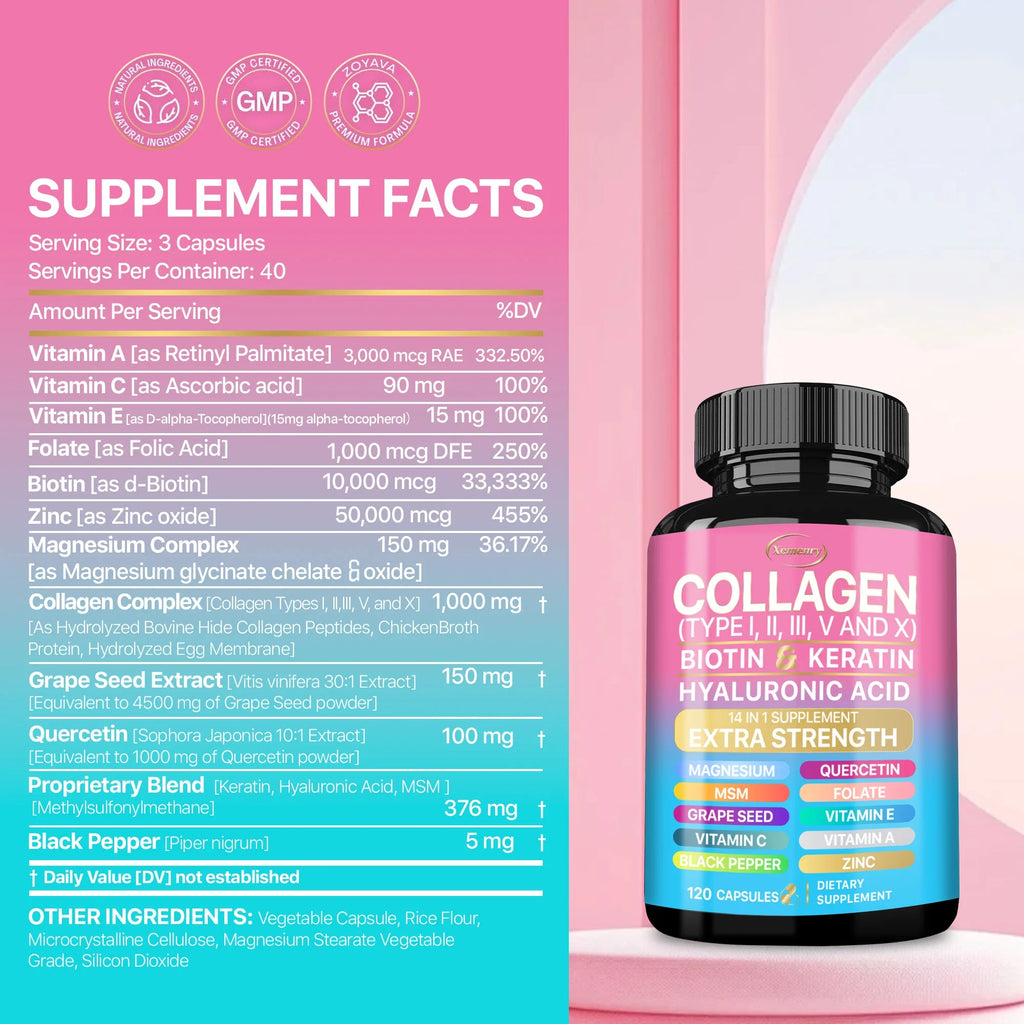 Collagen Supplement - Supports Skin Health, Boosts Immunity and Maintains Overall Well-being, Anti-aging 