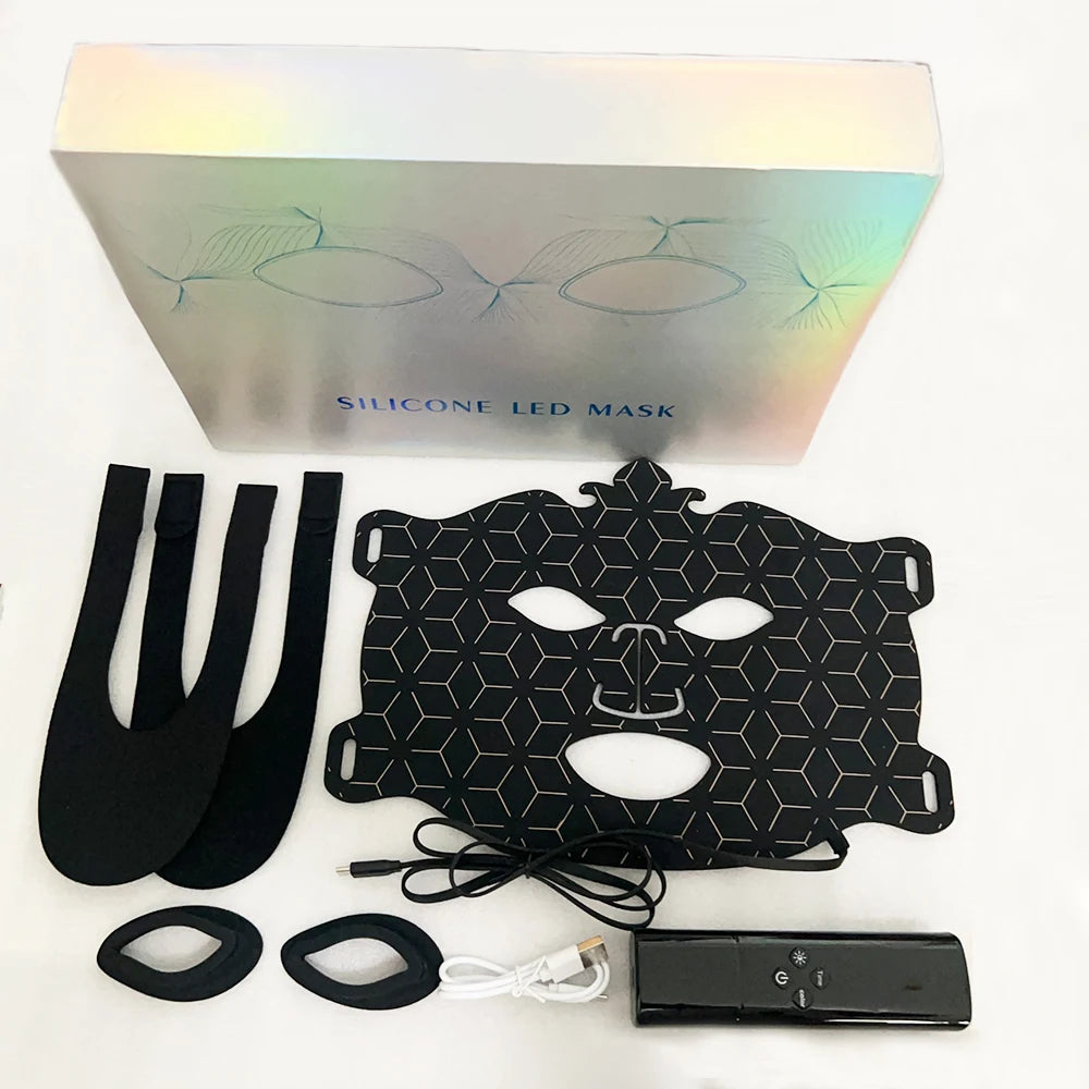 2025 NEW Led Facial Mask Light Therapy 7 Colors Silicone Mask Full Face 87 Lamp Beads Wirelessly Red Light Therapy Photon Mask