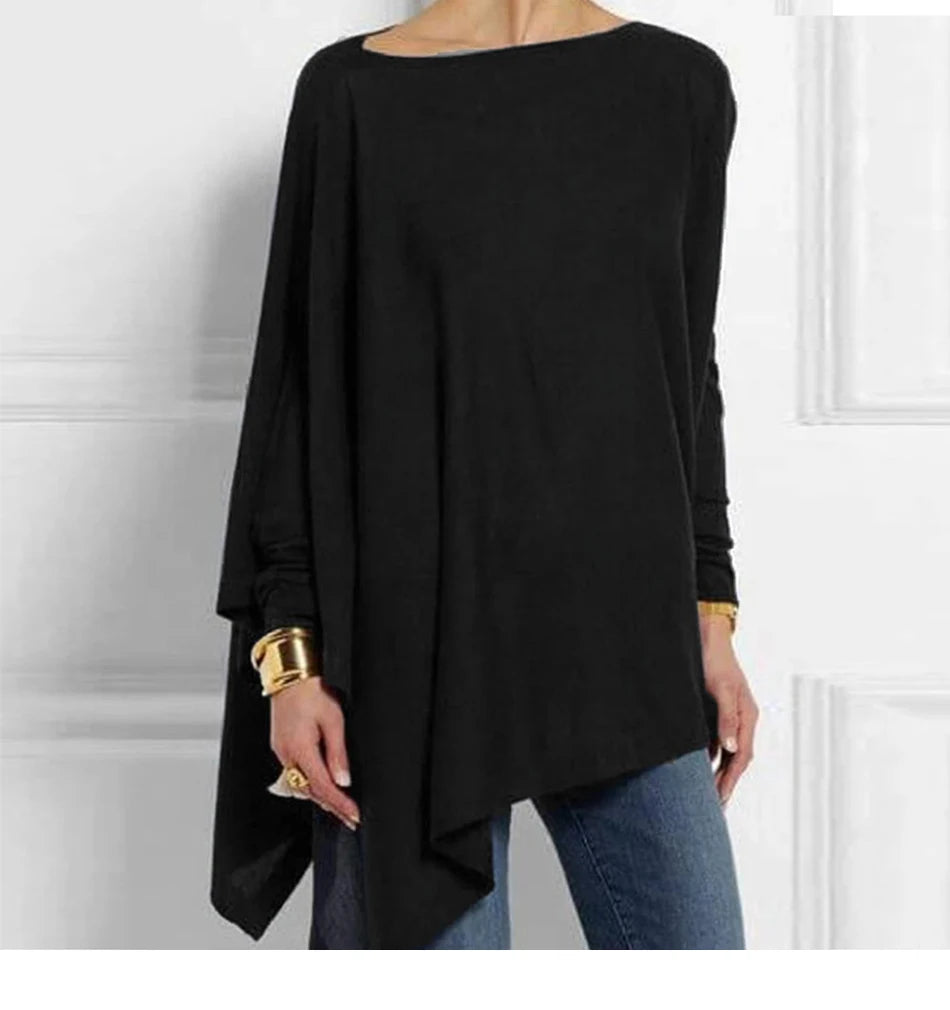 Womens Tops And Blouses Cotton Irregular Ladies Casual O Neck Long Sleeve Blouse Female Tunic 2023 Spring Female Blusas Shirt
