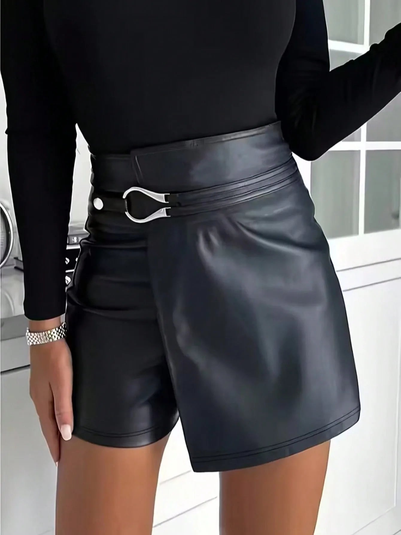 Leather Skirt High Waist Women Front Slit Spring Autumn Long Skirt High Waisted Office Lady Slim Skirts Elegant Women's Clothing