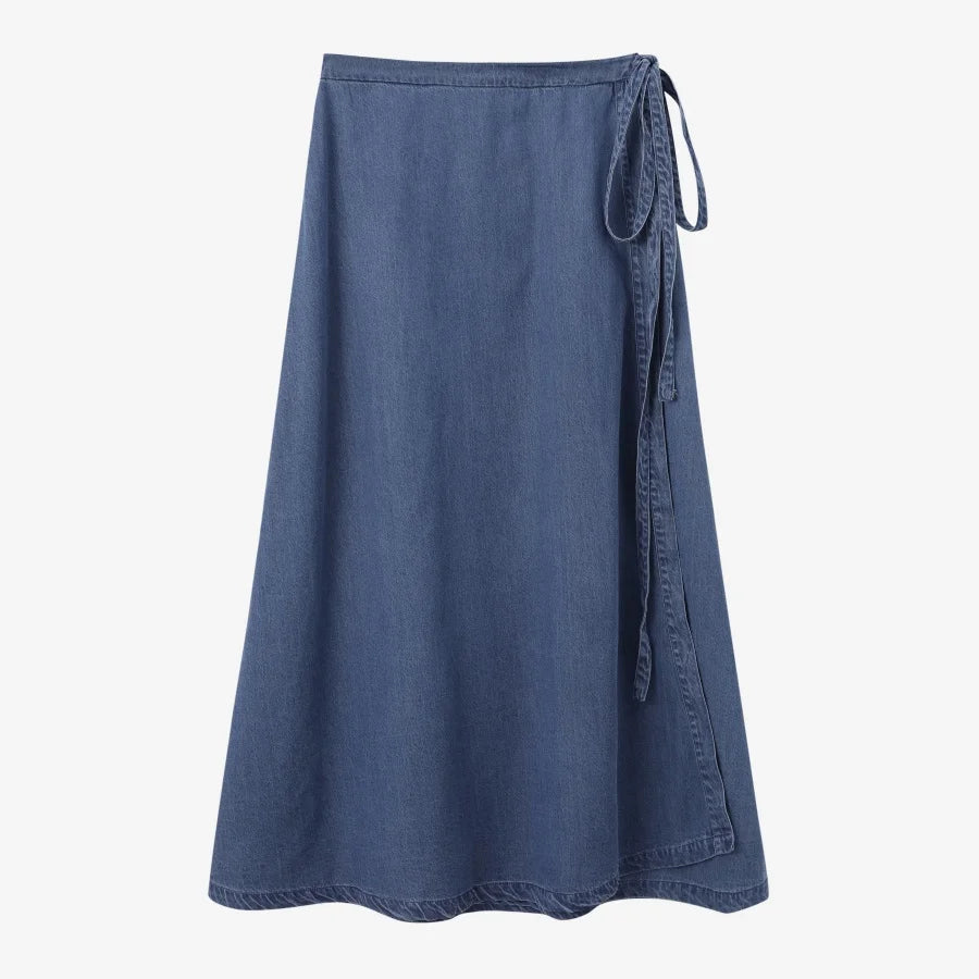 AS AW25 denim one pieces wrap skirts adjustable waist woman clothing 