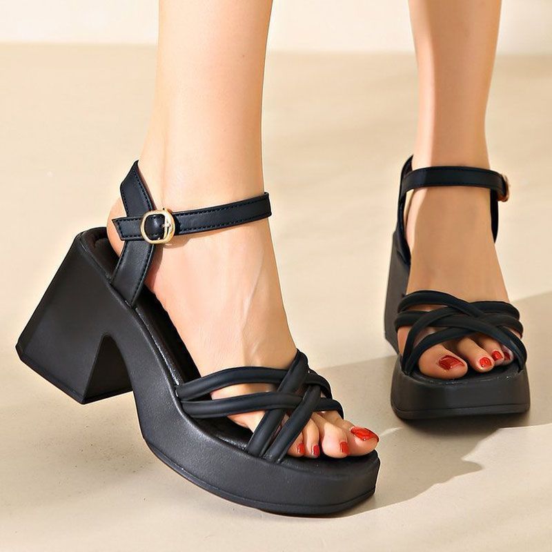 Women's Fashionable Casual Waterproof High-Heel Sandals sandalias