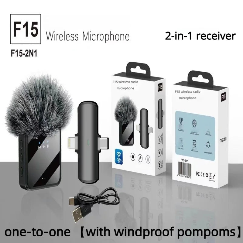 Portable Three-In-One Wireless Microphone Suitable For Interview Recording Mini Microphone For Live Streaming On Mobile Phone