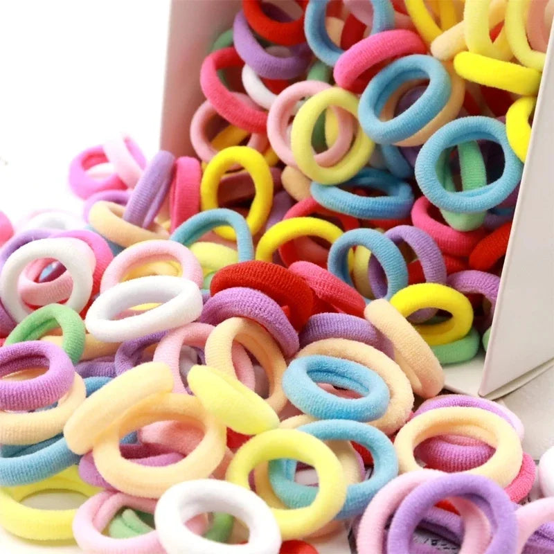 Clearance_200PCS Women Girls Colorful Nylon Elastic Hair Bands Ponytail Hold Small Hair Tie Rubber Bands Scrunchie Hair Accessor 