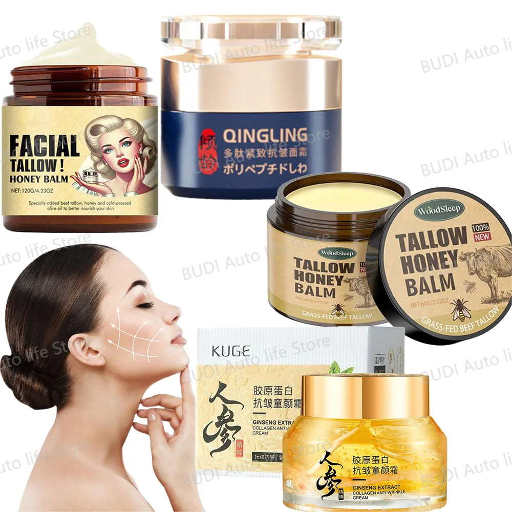 Beef Tallow Honey Moisturizer/Ginseng Cream Moistrizing Nourishing Hydrating Brightening Face Skin Rejuvenation Korean Cosmetics