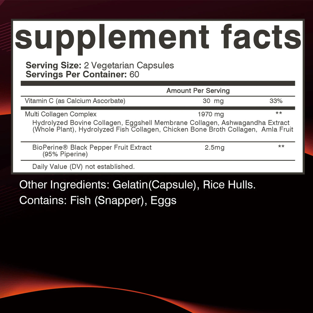 Multi Collagen Supplement - Bone Support, Joint, Skin And Nail Health - 120 Capsules