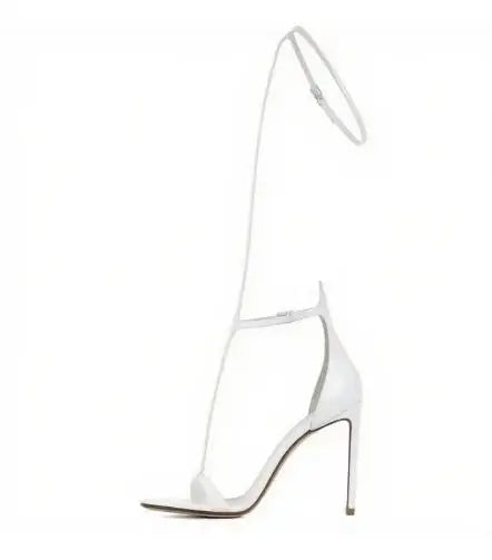 2025 Sexy T-Strap Summer Women's Sandals Gold Heel Sandales Female Thin High Heels 10cm 12cm High Heel Sandals 44 