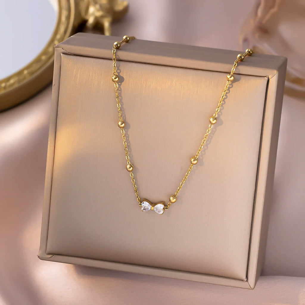 316L Stainless Steel Sparkling Zircon Necklace Bracelet Earrings for Women Fashion Temperament Jewelry Set Gifts