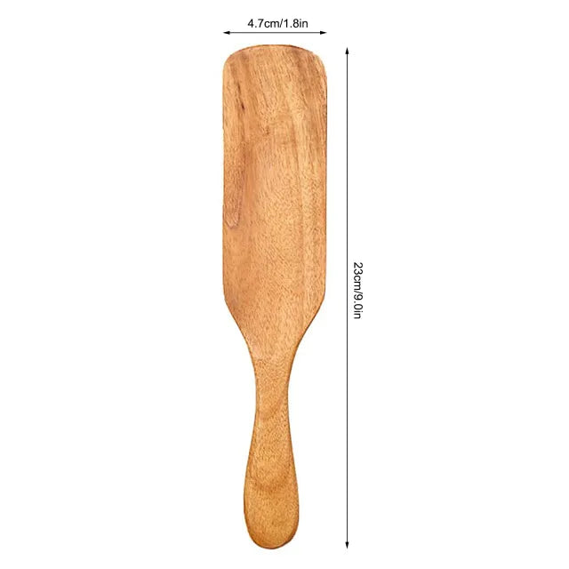 1-5pcs Slotted Spurtle Spatula Sets for Stirring  Natural Teak Kitchen Utensil Set Heat Resistant Non Stick Wood Cookware